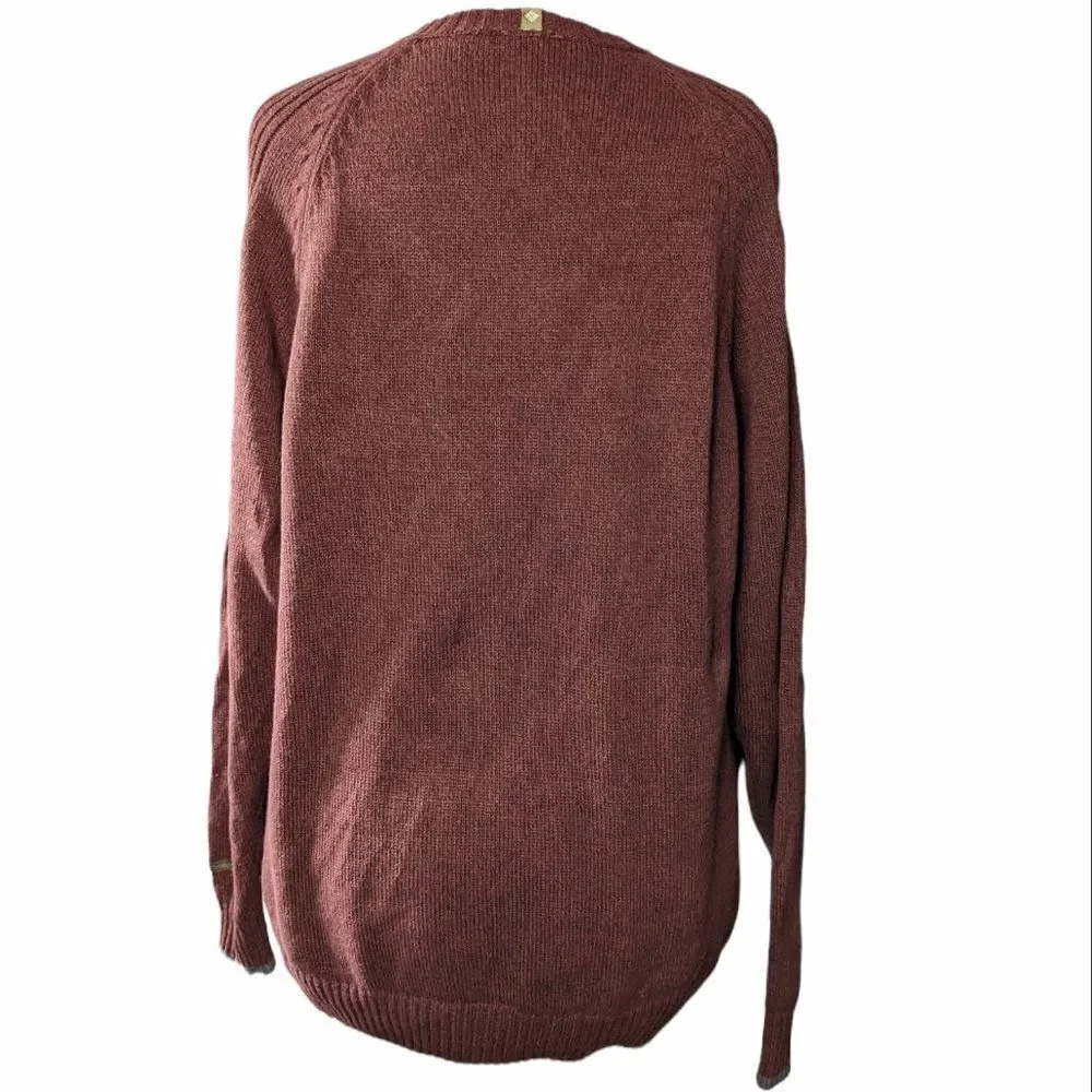 Columbia Brick Red Knit Heavyweight V-Neck Sweater, 2XL XXL